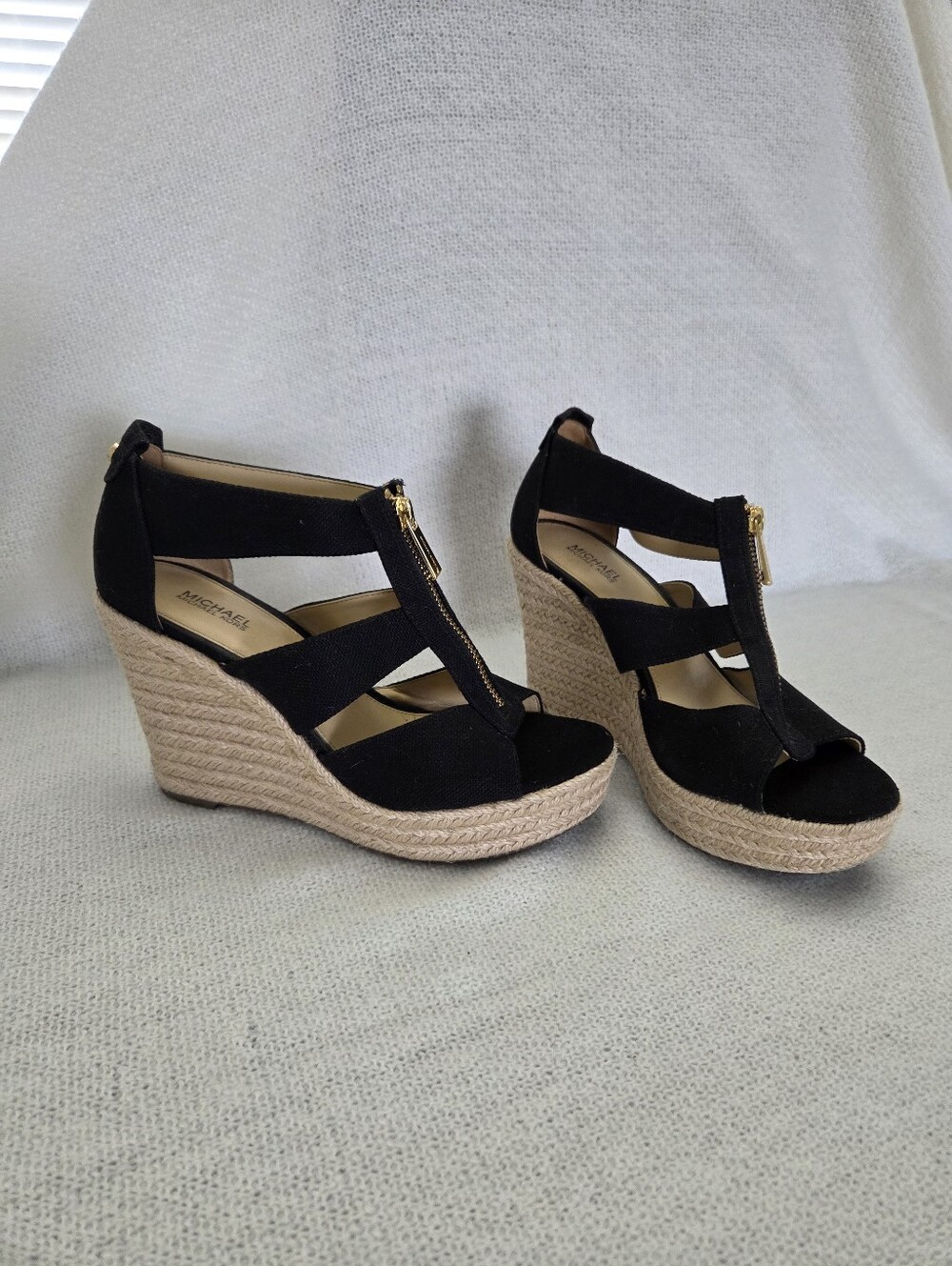 Michael Kors Black Espadrille Wedge Sandals